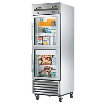 True t-23DT-g glass door single refrigerator freezer