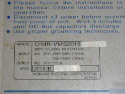 Yaskawa 626VM3 varispeed spindle drive cimr-VMS2018