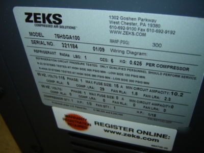 Zeks air dryer 75HSGA100