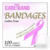 Carebandâ„¢ pink ribbon adhesive bandages - 100/box