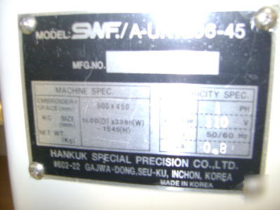 Swf/a-UK1206-45 6-head 12-needle embroidery machine 