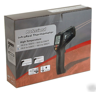 New DT8869H 50:1 ir dual laser thermometer 3992 deg usb 