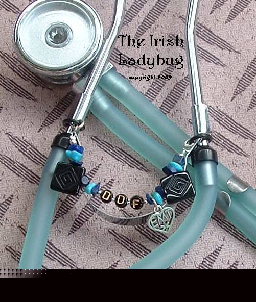Personalized md, rn, lpn lapis turquoise stethoscope id
