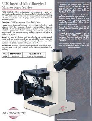 Accuscope metallurgical microscope with cctv tube