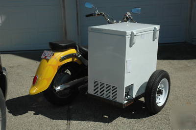 Ice cream vending, motorcycle side car, ice cream truck