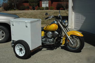 Ice cream vending, motorcycle side car, ice cream truck