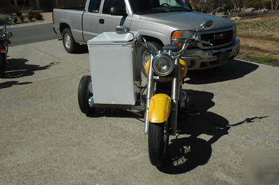 Ice cream vending, motorcycle side car, ice cream truck