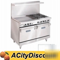 New imperial 48IN restaurant range 2 gas burners, oven