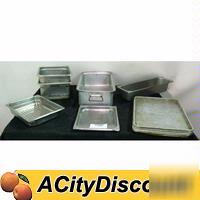 Assorted set of used stainless kitchen steam sheet pans