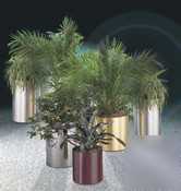 Satin brass enamel planter - 15