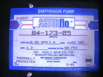 Shurflo on demand diaphram pump system 