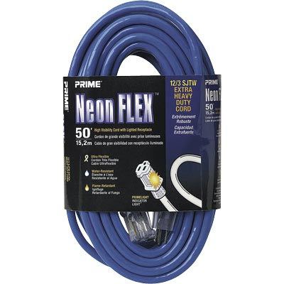 Prime w & c 12/3 neon power cord - 50' blue NS514830