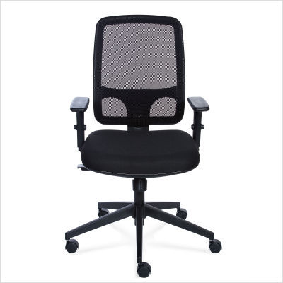 Valo sync chair with black mesh back and fabric seat
