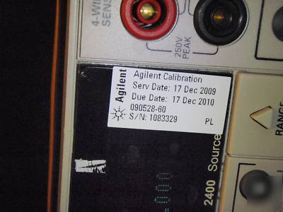 Keithley 2400 sourcemeter, recent calibration with docs