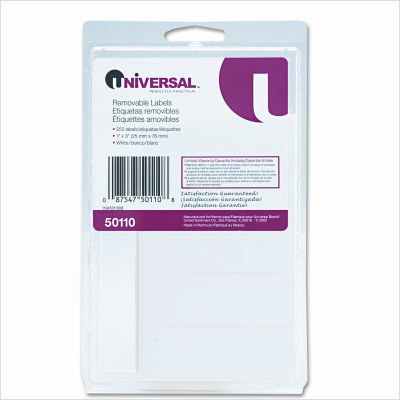 Self-adhesive removable labels, 1X3, white, 250/pack