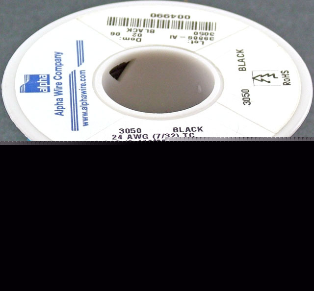 100 foot alphawire 3050 black electrical hook-up wire