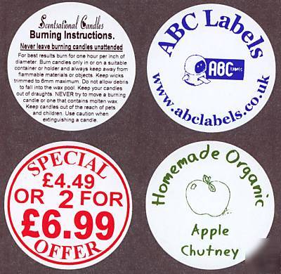 100 white 50MM diameter round labels