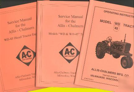 3 allis chalmers WD45 tractor manuals service operator
