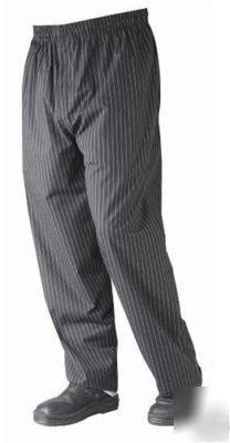 Chef pants-yarn dyed-baggy-black pinstripes size xl