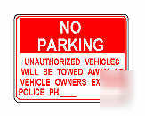 New no parking sign - 24'' x 18'' - R18OS