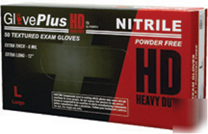 Gloveplus hd nitrile 8 mil thick case of 500 size large
