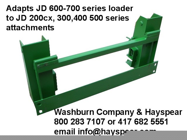 Adapter for jd 600-700 loaders to 200- 500 attachments