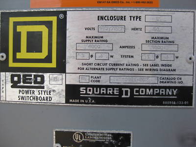 Square d qed i-line switchboard 4000 amp 3000A 480Y/277