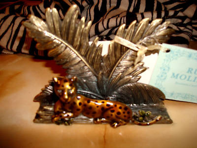 New spotted leopard palm tree business card holder