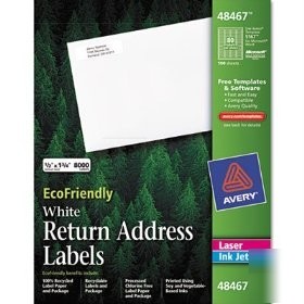Address labels, 1/2 x 1 3/4, white, 8000/pack avery