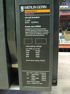 Merlin gerin MP50H1 MP50 H1 breaker 5000 amp a str 28 d