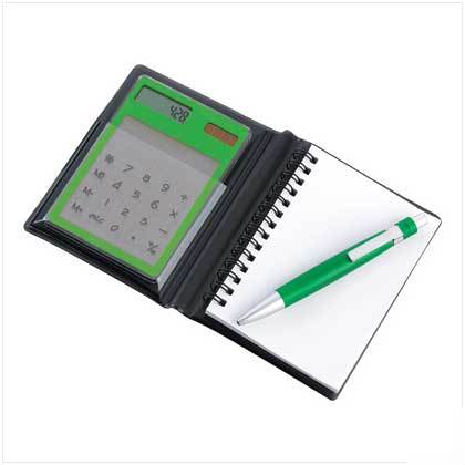 Executive mini journal pen and solar powered calculator