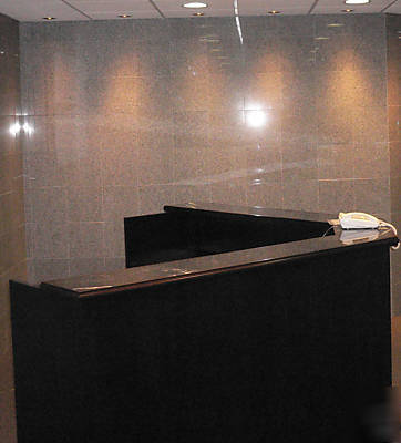 Ligniform reception desk (cordovan/cherry and marble)