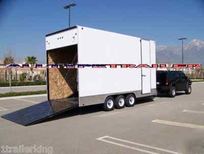 Closed v-nose atv car rv stacker style enclosed trailer