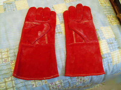 Red gloves for welders or log fires or any hot work