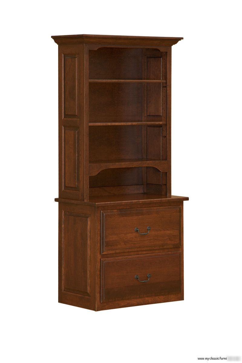 2 drawer lateral filing file cabinet w/bookcase maple