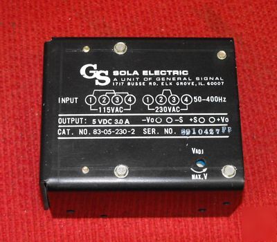 Sola power supply - 5VDC, 3.0 amps - #83-05-230-2
