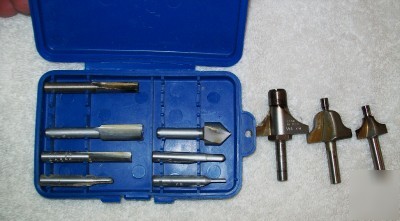 Craftsman 9 piece & 1 roman boxed router bits euc