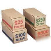 Pm $25 company coin box (pennies) - cardboard - red