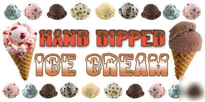 2 ft x 4FT hand dipped ice cream cone banner concession