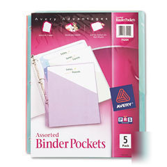 Avery 75254: binder pockets, assorted colors, 2 packs