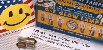 Ne-51*ge*vintage neon hickok test short lamp bulb nos 2