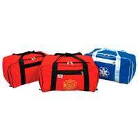New turn out gear bag, red w/ maltese cross, 