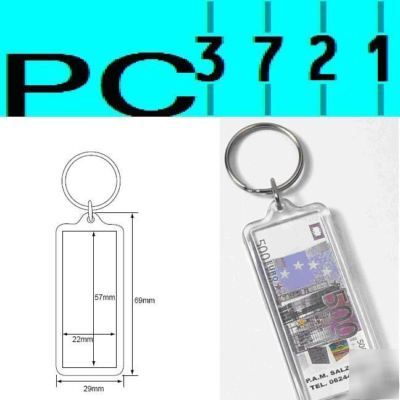 100 blank plastic keyring 57 x 22 mm insert 0A704