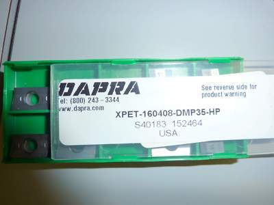 Dapra carbide inserts XPET160408 DMP35HP box of 10