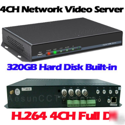 Cctv 4CH h.264 D1 ip video server network dual stream