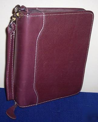 Compact - franklin plum/brown leather 6 ring planner 