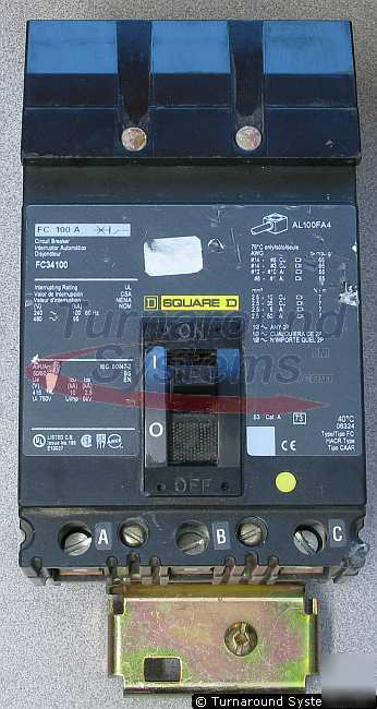 Square d FC34100 circuit breaker, 100 amp, i-line, 65KA