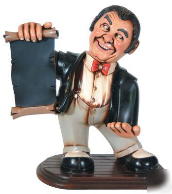 Beer waiter statue - human figurine chalk board display