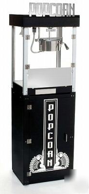 Black popcorn machine popper 6 oz w pedestal & supplies