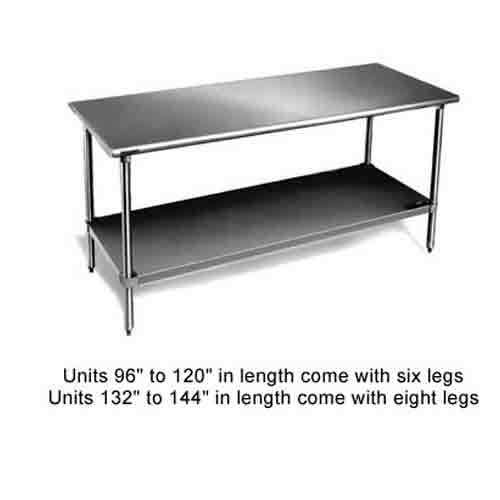 Eagle T3072SB work table, stainless steel top, undershe